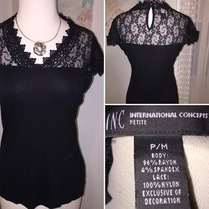 INC Lacy top half and cap sleeves.